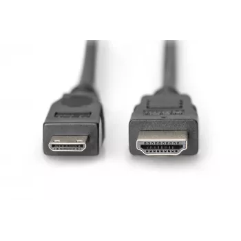 Digitus ASSMANN - Video- / helikaabel - HDMI - 30 AWG - Mini-HDMI, 19 kontaktiga (M) - HDMI, 19 kontaktiga (M) - 3 m - topeltisolatsioon - must (AK-330106-030-S)