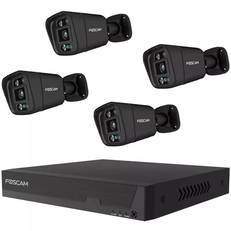 Turvakaamera komplekt Foscam FN9108E-B4-2T — 4 kaamerat koos salvestiga, must