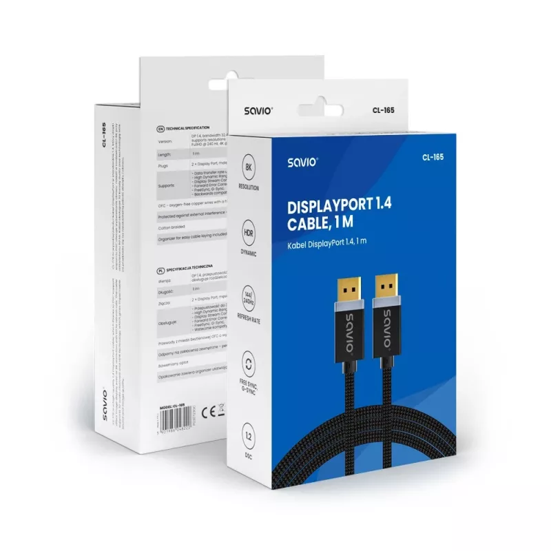 DisplayPort kaabel Savio CL-165 1 m Must