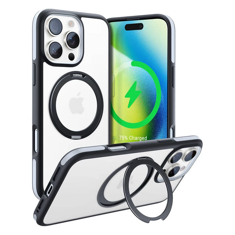 Kaitseümbris Torras Ostand R Fusion iPhone 16 Pro Maxile — Must