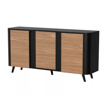 Kummut Cama Meble VOLARE 151 x 39 x 75 cm, must/pähklipuu, puitlaastplaat