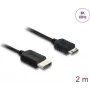HDMI-kaabel DELOCK 81685 — 2 m, HDMI tüüp A (isane) HDMI tüüp C (Mini, isane), 48 Gbit/s, kuni 7680×4320, kullatud kontaktidega, must