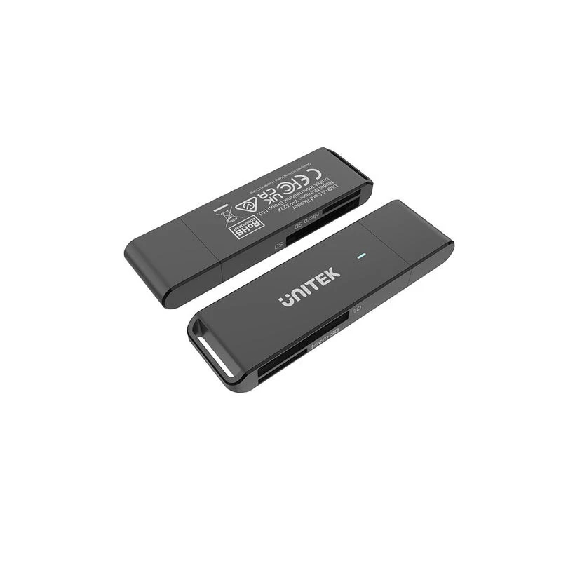 Kaardilugeja Unitek Y-9327A USB 3.2 Gen 1 Type-A — MicroSD/SD, 2 pesa, 5000 Mbit/s, must