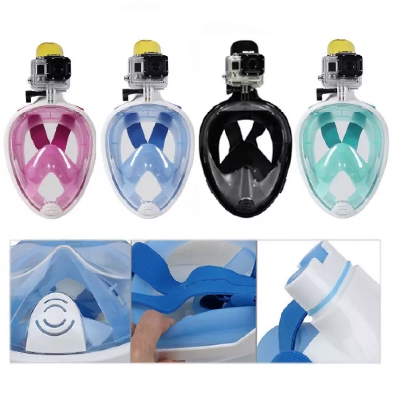 Täisnäo snorkeldamismask Free Breath M2068G S/M — roosa, uduvastane, panoraamvaade