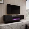 TV-kapp Cama Meble ONDA elektrilise kaminaga 1805×400×580 mm, must, puitlaastplaadist pealispind (põrandal seisev või seinale kinnitatav)