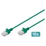 patch-kaabel DIGITUS CAT 6 U-UTP õhuke, 1,5 m, roheline, 10 tk pakend