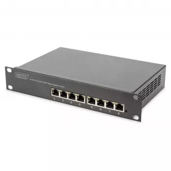 Switch DIGITUS 10 inch Gigabit Ethernet 8-Port Unmanaged - 8x Gigabit RJ45, rack-monteritav