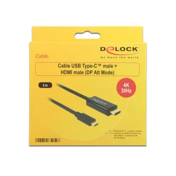 Videokaabliadapter DeLOCK 85259 USB USB-C HDMI-le 2m Must