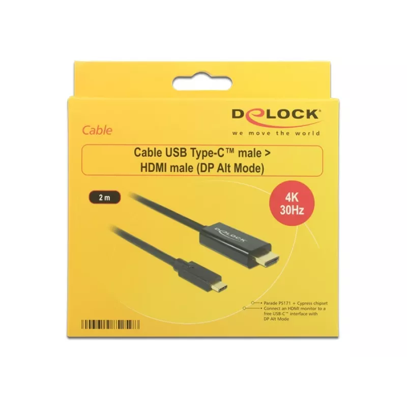Videokaabliadapter DeLOCK 85259 USB USB-C HDMI-le 2m Must
