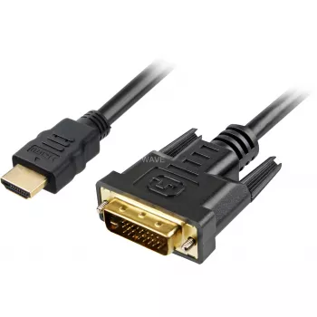 Adapterkaabel HDMI > DVI-D (must, 5 meetrit, Dual Link, 24+1)