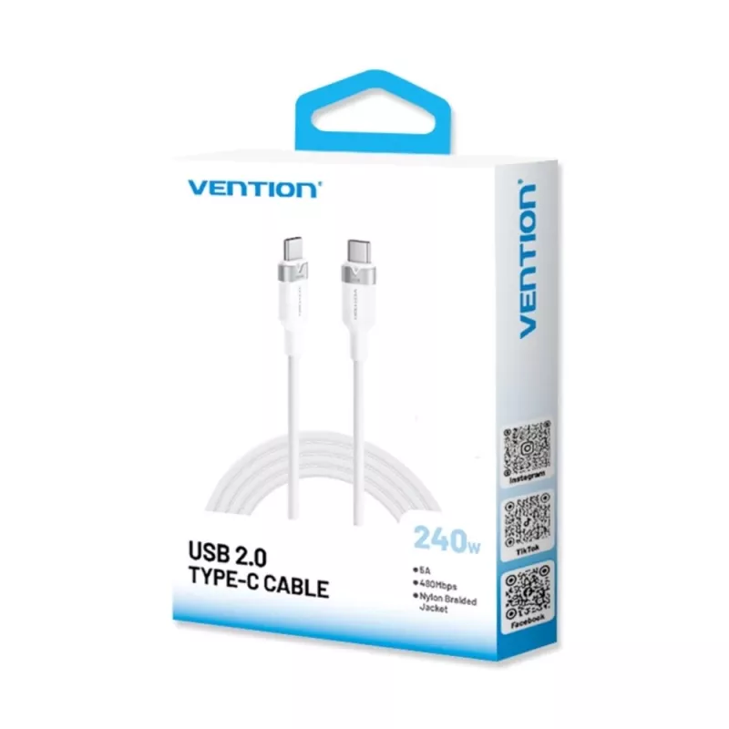 Vention USB 2.0 5A 240W 1m BK USB-C to C kaabel