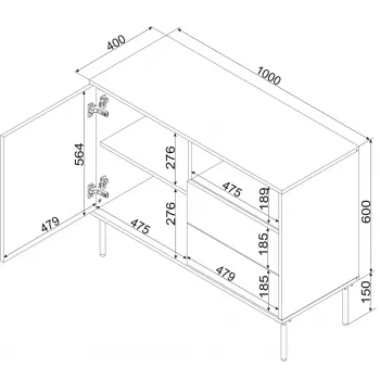 Cama 1D2S TRESSE kummut 100x40x75 kašmiir matt
