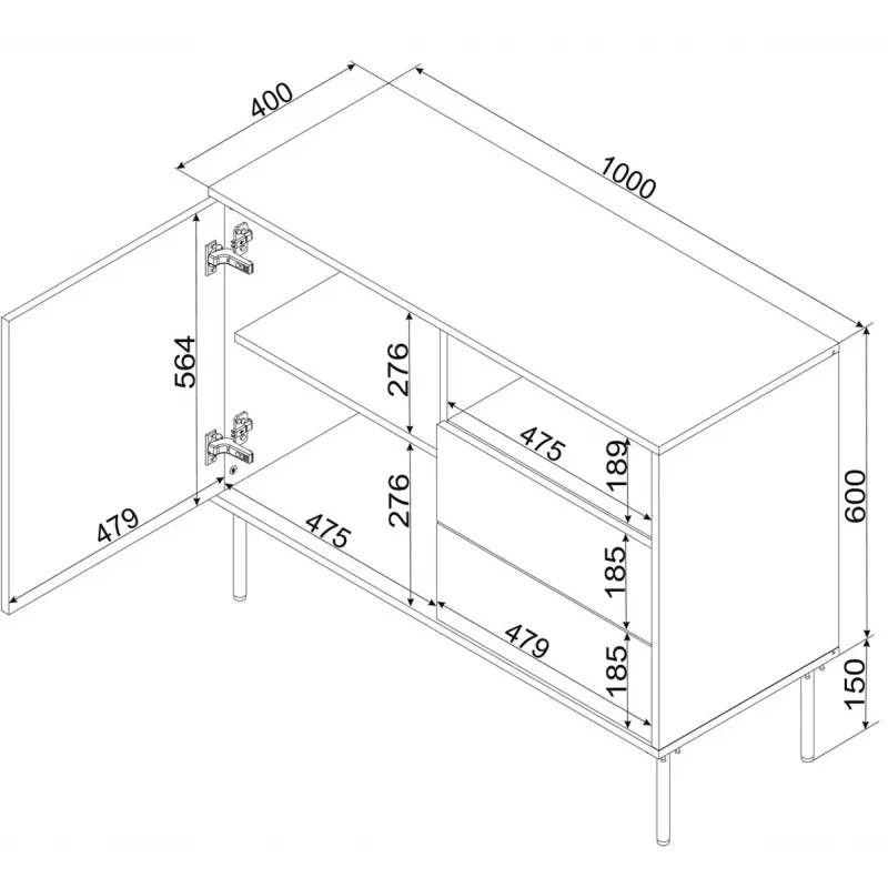 Cama 1D2S TRESSE kummut 100x40x75 kašmiir matt