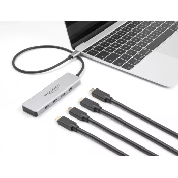 DeLOCK USB USB-C jaotur 10 Gbps 4 porti, alumiiniumist, hall