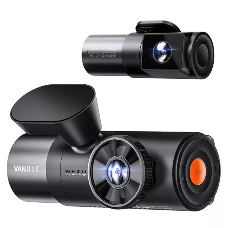 Auto videosalvesti VANTRUE N5 Nexus 5 — 4-kanaliline pardakaamera, 2592×1944 põhikaamera, 160° ees/sisevaade, GPS, Wi‑Fi, IPS-ekraan, MicroSD kuni 512 GB