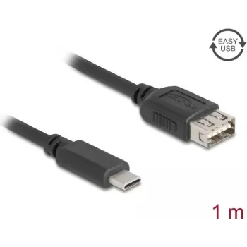 USB 2.0 kaabel DELOCK 81536 — USB‑C USB‑A-le, 1 m, must, kullatud kontaktid