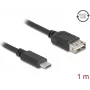 USB 2.0 kaabel DELOCK 81536 — USB‑C USB‑A-le, 1 m, must, kullatud kontaktid