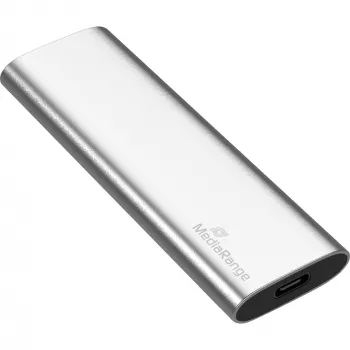 MediaRange MR1102 - SSD - 480GB - väline (kaasaskantav) - USB 3,2 Gen 2 (USB-C pistik) - hõbedane (MR1102)