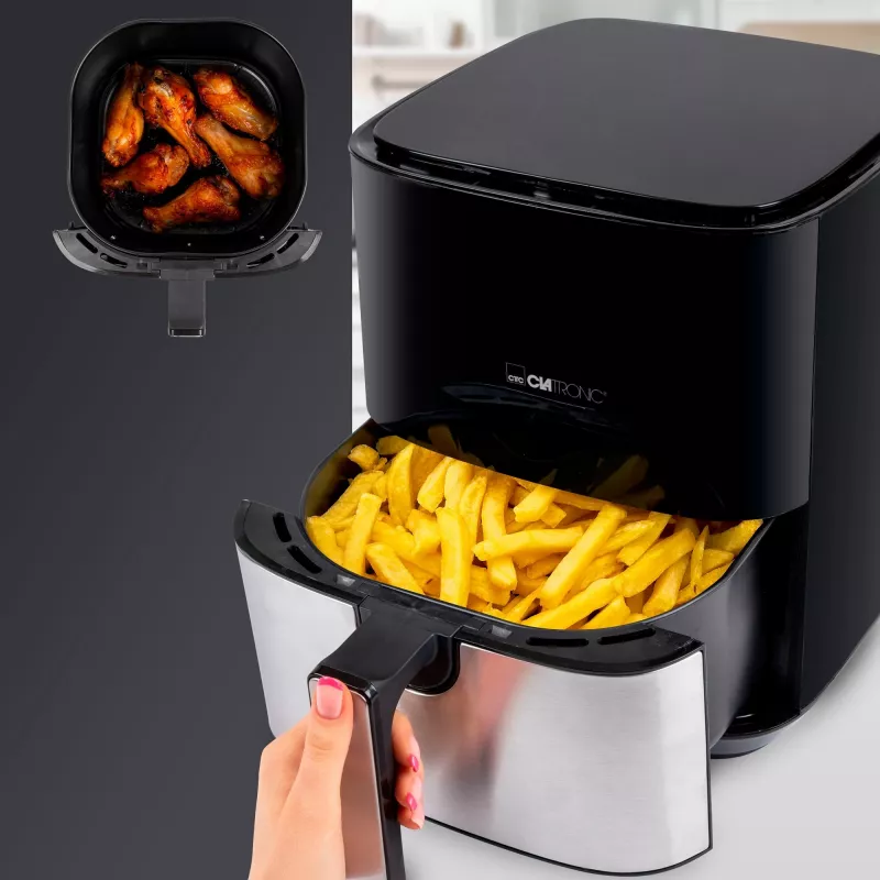 Clatronic FR 3782 H, õhufritüür, 5 l, 80 °C, 200 °C, üksikpilt, must, roostevaba teras