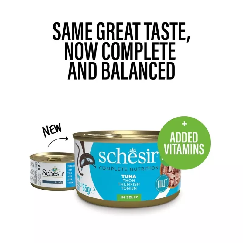 Märg kassitoit Agras Pet Foods Schesir Tuunikala tarrendis 6×50 g (300 g), ühevalguline, täiskasvanud kassidele, soja- ja gluteenivaba