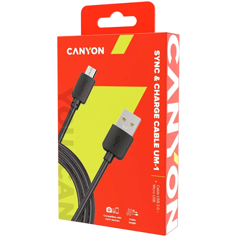CANYON kaabel UM-1 MicroUSB 5W 1m Must