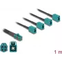 DeLOCK 90140 koaksiaalkaabel 1 m Mini FAKRA Z 4 x FAKRA Z Aqua Must