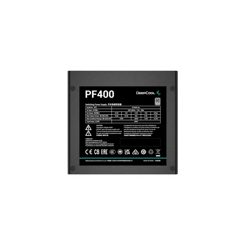 Toiteplokk DeepCool PF400 400W, ATX, must