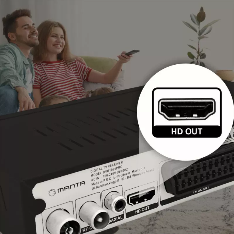 Digitaalne TV-vastuvõtja MANTA DVBT025PRO DVB-T2 Full HD tugi USB-salvestus