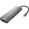 Sharkoon USB 3.0 Type C Combo Adapter liidesekaart/adapter HDMI, RJ-45, USB 3.2 Gen 1 (3.1 Gen 1)
