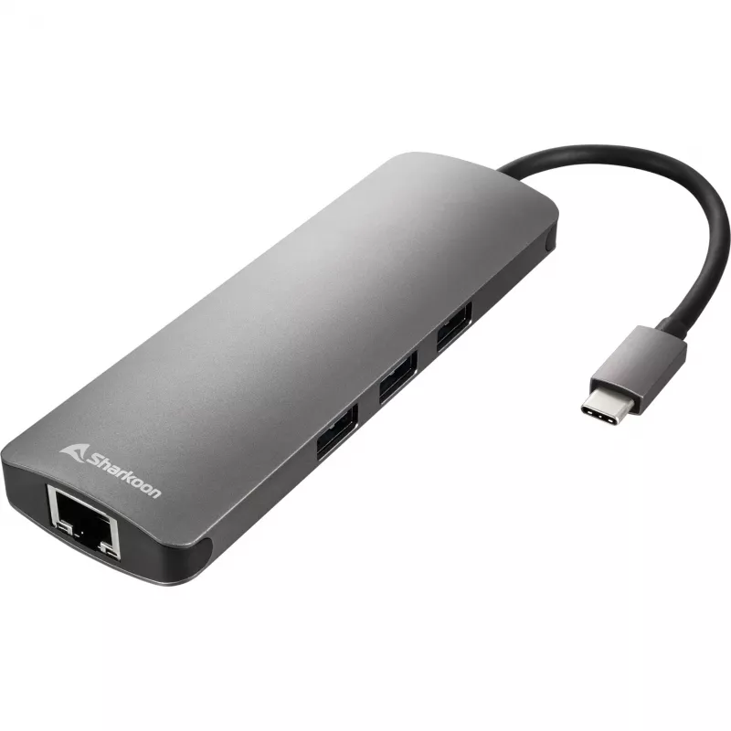 Sharkoon USB 3.0 Type C Combo Adapter liidesekaart/adapter HDMI, RJ-45, USB 3.2 Gen 1 (3.1 Gen 1)
