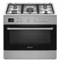 Eraldiseisev pliit Ravanson KWGE-K90A Cheff Modern — 90 cm, 5 põletiga gaasipliit koos 3000 W wok-põletiga, elektriahi 110 L, hõbedane