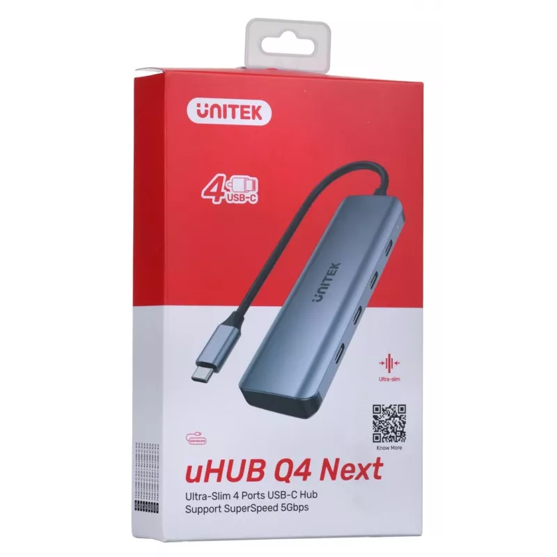 UNITEK uHUB Q4 USB-jaotur USB-C 5000 Mbit/s Hall