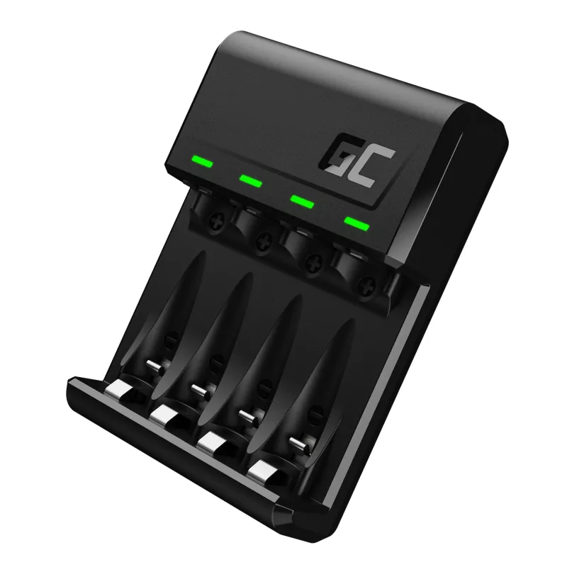 Akulaadija roheline Cell GC VitalCharger USB, 4 pesaga, AA/AAA, USB-toitega, must