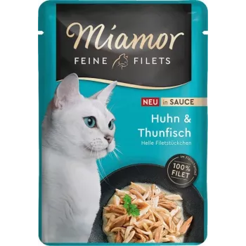 MIAMOR Fine Filets kana ja tuunikalaga kastmes - märg kassitoit - 100g
