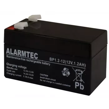 Suletud VRLA AGM aku Alarmtec EMU Electronic BP 1.2-12 — 12 V, 1,2 Ah, 43×59 mm, 570 g