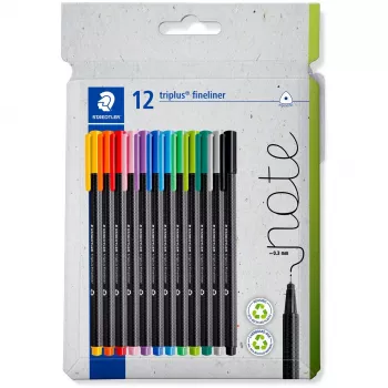 Fineliner Staedtler 334 C12 Superpeen Must Sinine Roheline Hall Hele-sinine Heleroheline Oranž Roosa Punane Violetne Kollane 12 tk