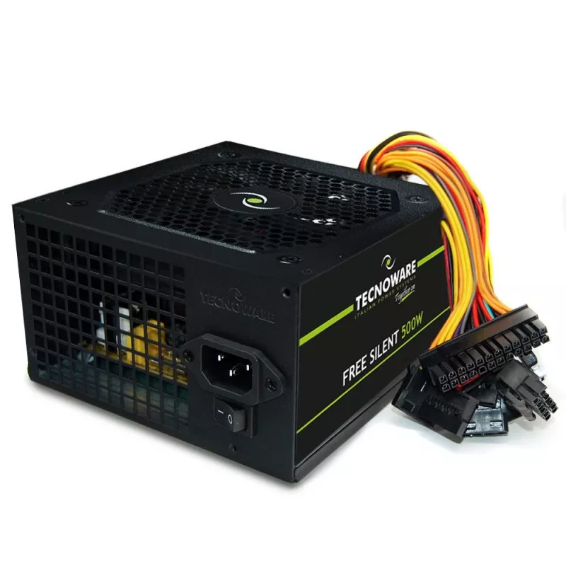Toiteplokk TECNOWARE Free Silent 500 W — ATX, 20+4 pin, 120 mm ventilaator, 86% efektiivsus