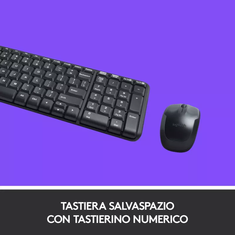 Logitech Wireless Combo MK220 - klaviatuuri- ja hiirekomplekt - juhtmevaba - 2,4 GHz - itaalia - tumehall (920-003721)