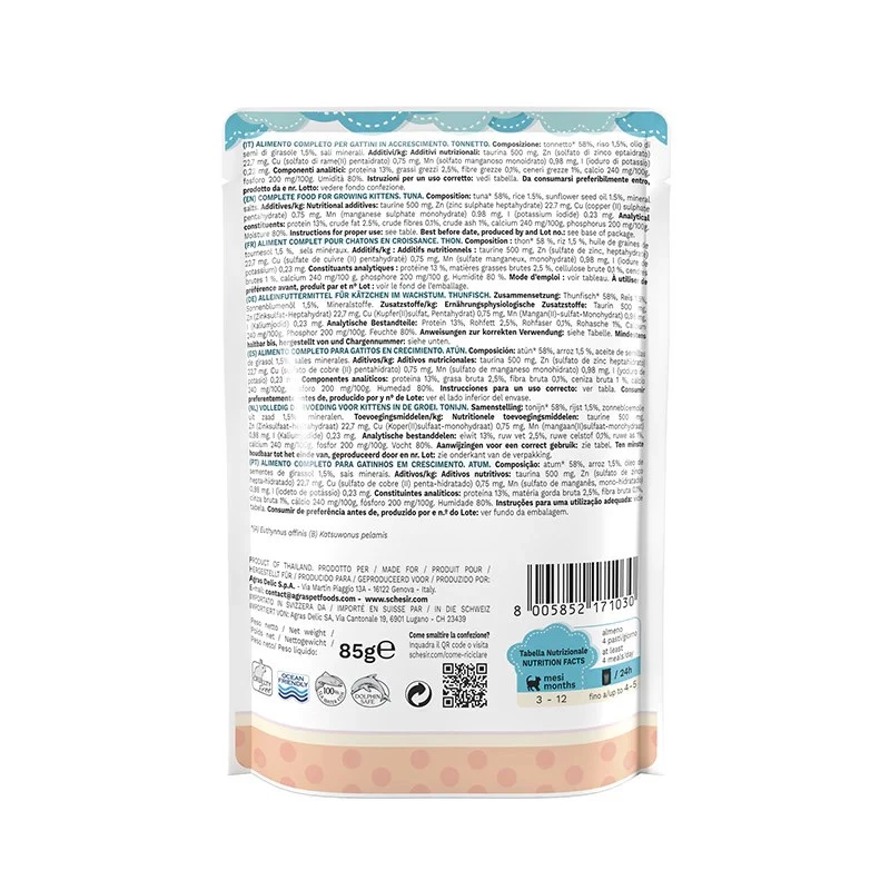 SCHESIR Tuunikala želees - märgtoit kassipoegadele - 85 g