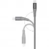 USB 2.0 adapterkaabel, USB-C pistik > Lightning pistik (hõbe/hall, 1 meeter, PD, varjestatud)