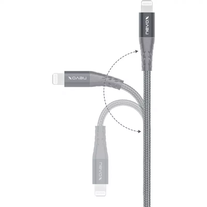 USB 2.0 adapterkaabel, USB-C pistik > Lightning pistik (hõbe/hall, 1 meeter, PD, varjestatud)