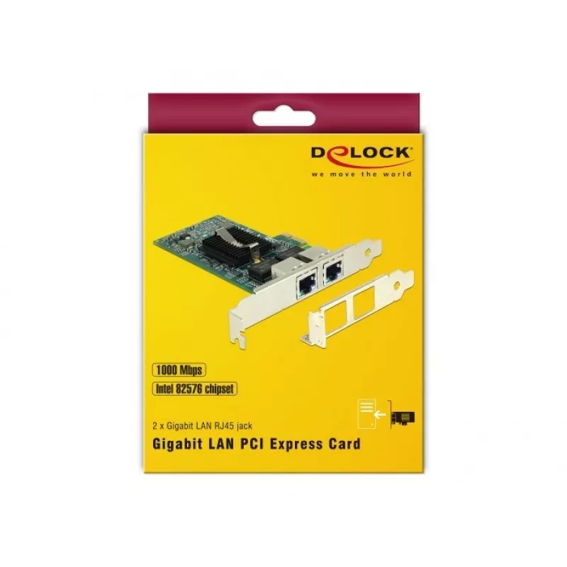 Delock PCIe-kaart 2x gigabitine LAN-võrguadapter
