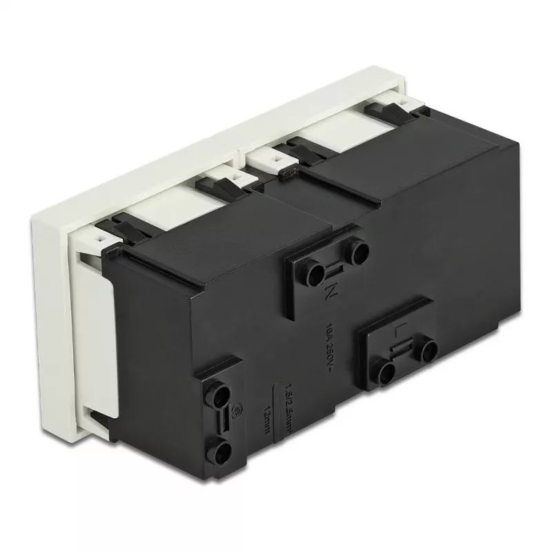 Seinapistikupesa DELOCK 81423 — CEE 7/3, 16 A, 250 V, valge, ABS/PC, 45×90 mm