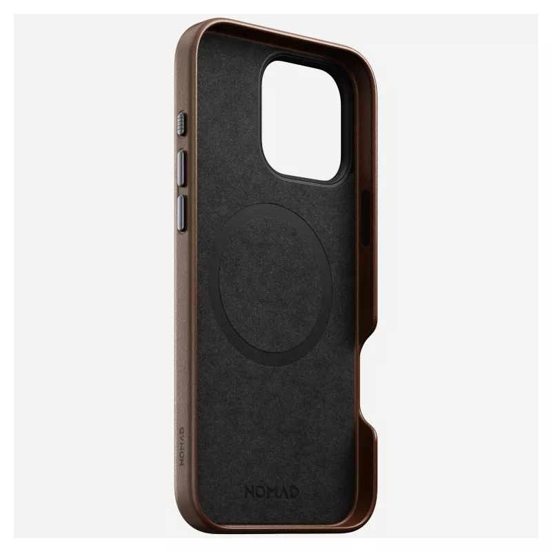 Mobiiltelefoni ümbris Nomad NM01389385 iPhone 16 Pro Max jaoks, 17,5 cm (6,9 tolli), pruun, alumiinium/PC/mikrokiud/nahk