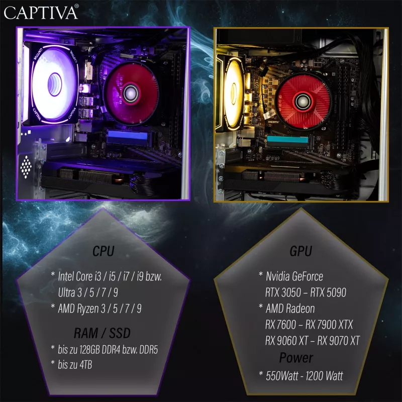 Arvuti Captiva CAPTIVA PC Advanced Gaming R92-769 Ryzen 7 5700X 32GB SSD 1TB RTX5060 Ti 8GB Windows 11 Home 64-bit