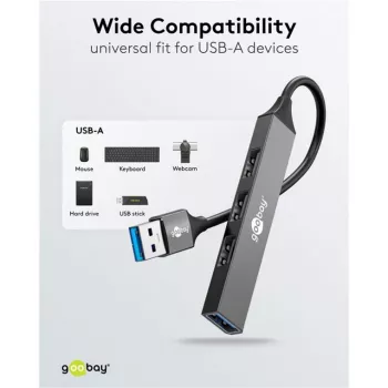 Goobay USB Hub 74456 Type-A 5000 Mbit/s Helehall