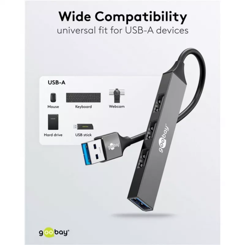 Goobay USB Hub 74456 Type-A 5000 Mbit/s Helehall