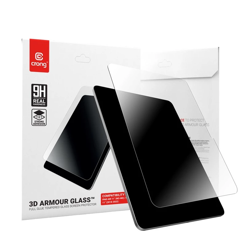 Karastatud klaasist ekraanikaitse Crong iPad Air 11 (M3) jaoks — mudel CRG3DAGIPDA11