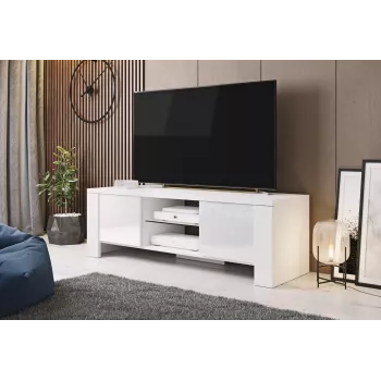 Cama TV-alus WEST 42/130/42 valge/valge läikiv