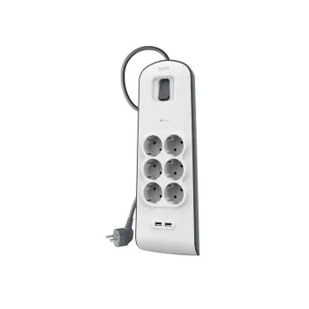 Pistikupesariba Belkin BSV604VF2M-V2 — 6 pistikupesa, 2× USB-A, 2 m kaabel